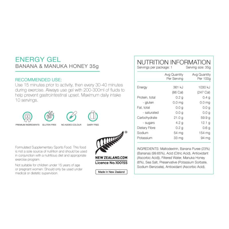 PURE ENERGY GEL 35G BANANA MANUKA HONEY
