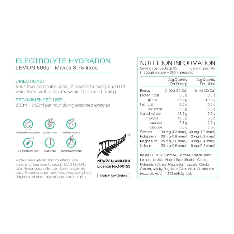 PURE ELECTROLYTE HYDRATION LEMON 500G
