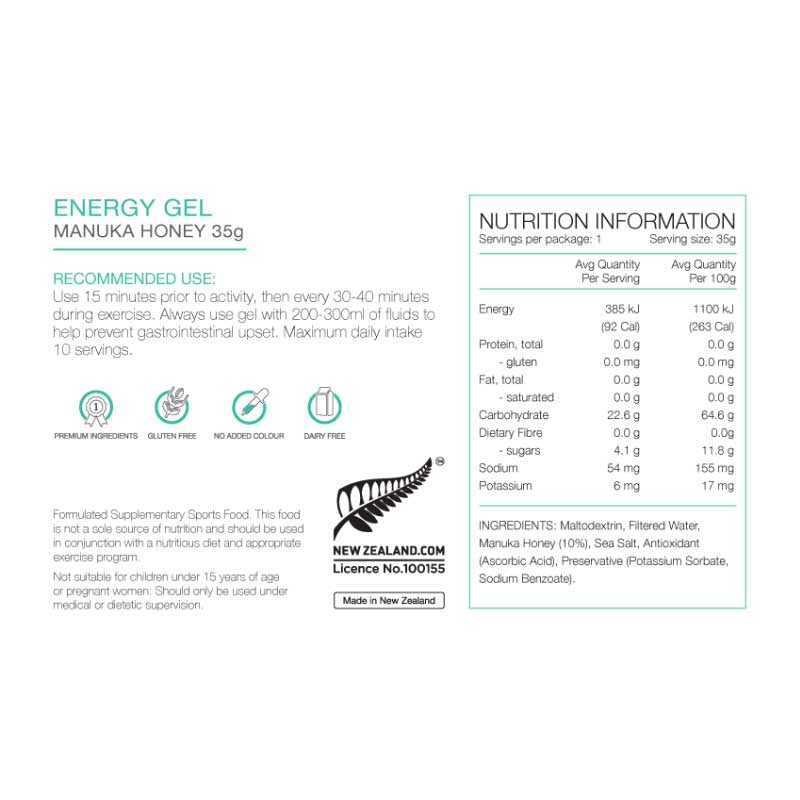 PURE ENERGY GEL 35G MANUKA HONEY