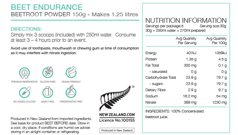 PURE SPORTS NUTRITION BEET ENDURANCE POUCH 150G