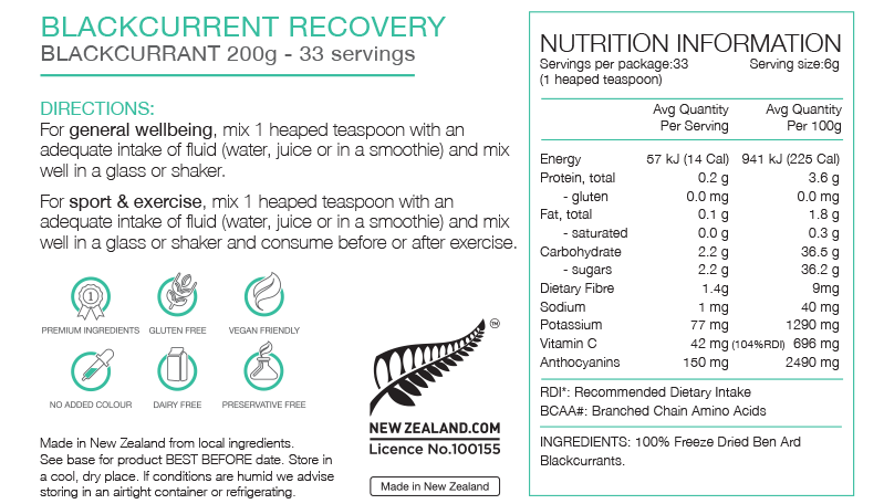 PURE SPORTS NUTRITION BLACKCURRANT RECOVERY