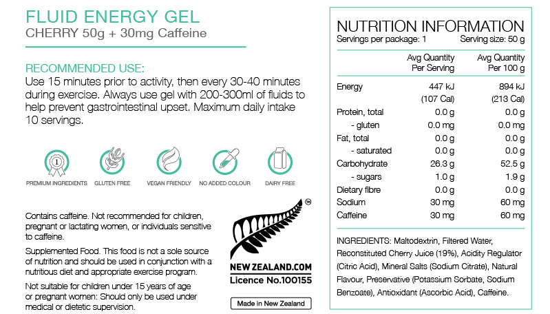 PURE FLUID ENERGY GEL 50G CHERRY