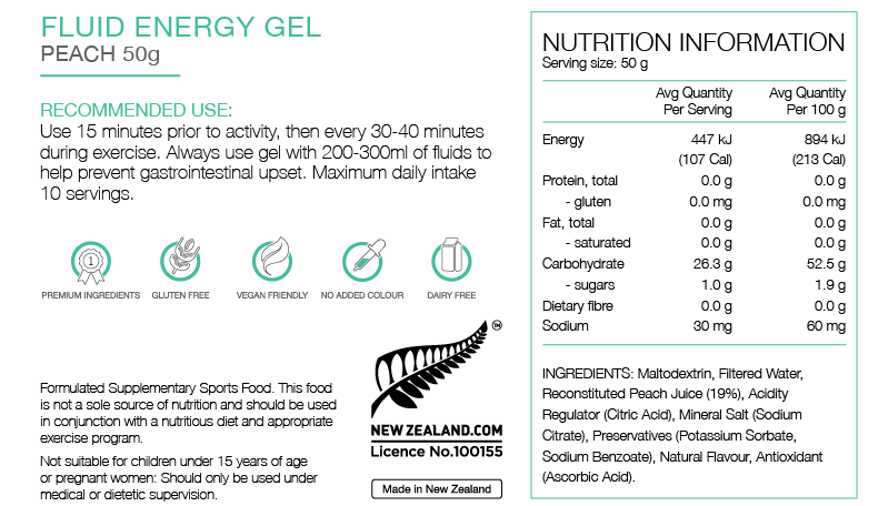 PURE FLUID ENERGY GEL 50G PEACH