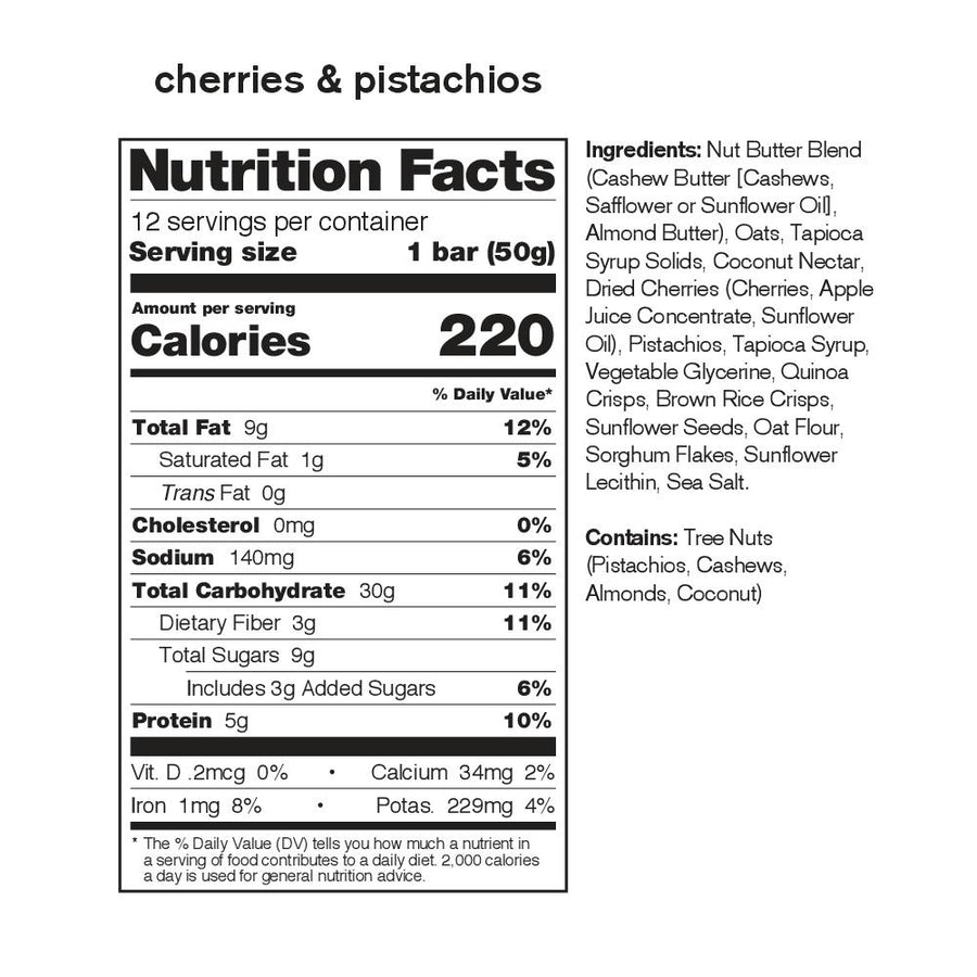 SKRATCH LABS CHERRIES AND PISTACHIOS ENERGY BAR